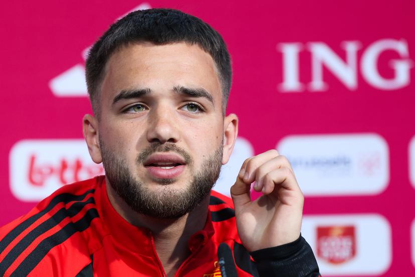 Belgium's Nicolas Raskin pictured during a press conference of Belgian national soccer team Red Devils, at the basecamp in Seattle, USA on Thursday 18 June 2026, at the FIFA World Cup 2026. BELGA PHOTO BRUNO FAHY