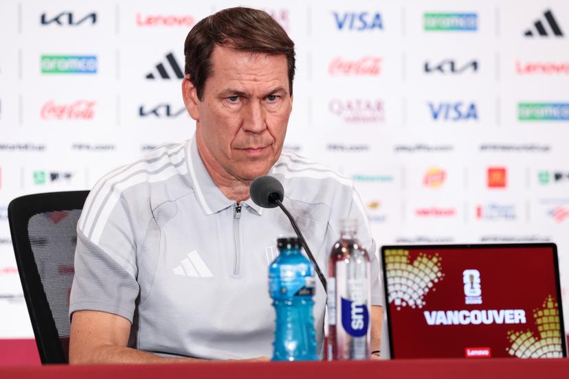 Belgium's head coach Rudi Garcia pictured during a press conference of Belgian national soccer team Red Devils in Vancouver, Canada, on Thursday 25 June 2026. The Rode Duivels-Diables Rouges have two draw games so far and a third game to play on the 27th of June. BELGA PHOTO BRUNO FAHY