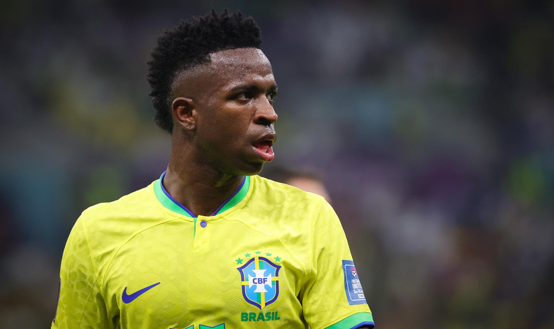 Brazilian Vinicius Junior pictured during a soccer game between Brazil and Serbia, in Group G of the FIFA 2022 World Cup in Lusail, State of Qatar on Thursday 24 November 2022. BELGA PHOTO VIRGINIE LEFOUR