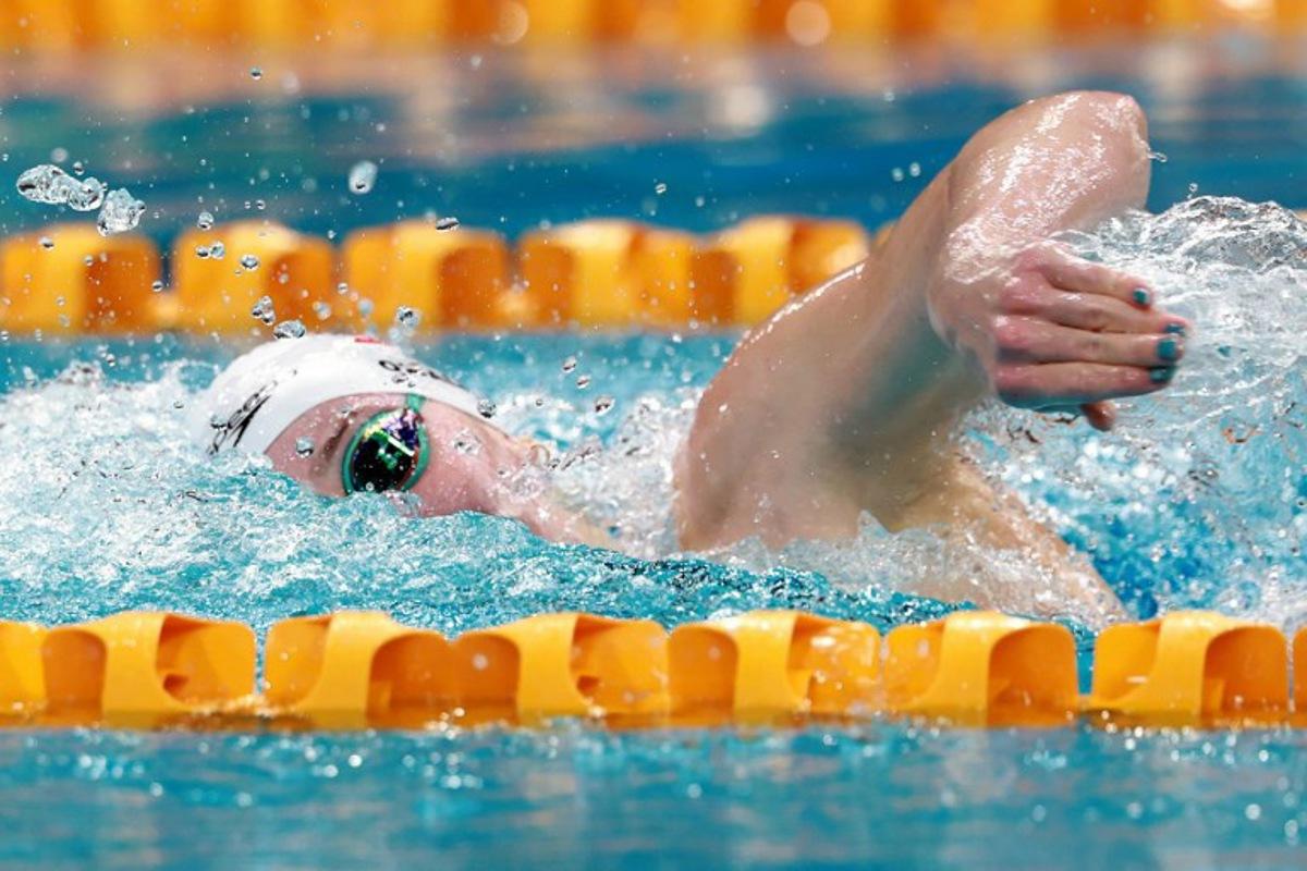 Australia's Mollie O'Callaghan competes during the women's 200m freestyle final during the Australian swimming trials at the Sydney Olympic Park Aquatic Centre on June 10, 2026.  DAVID GRAY / AFP