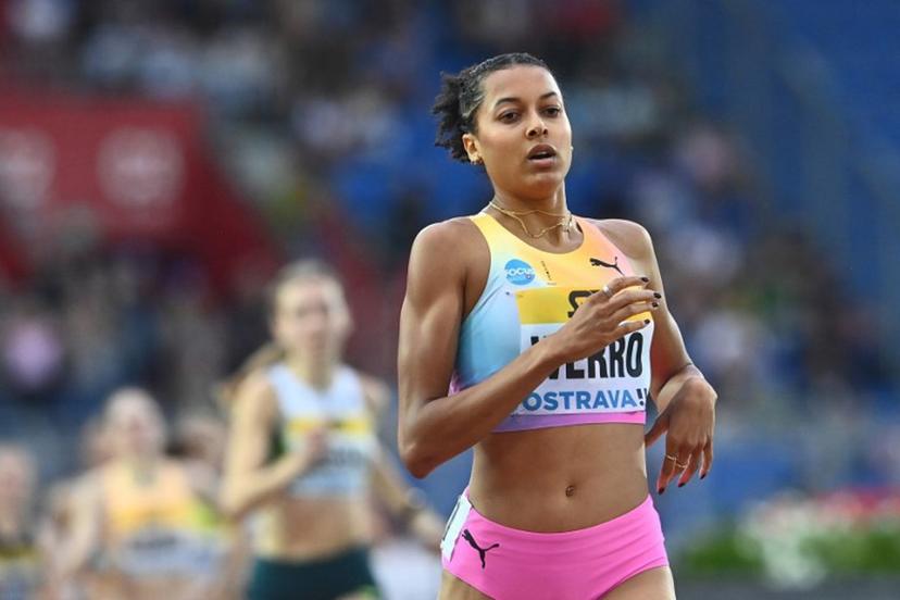 Switzerland's Audrey Werro reacts after winning the Women's 800m race at the 65th IAAF 2026 Golden Spike Athletics Meeting in Ostrava, Czech Republic on June 16, 2026.  Michal Cizek / AFP