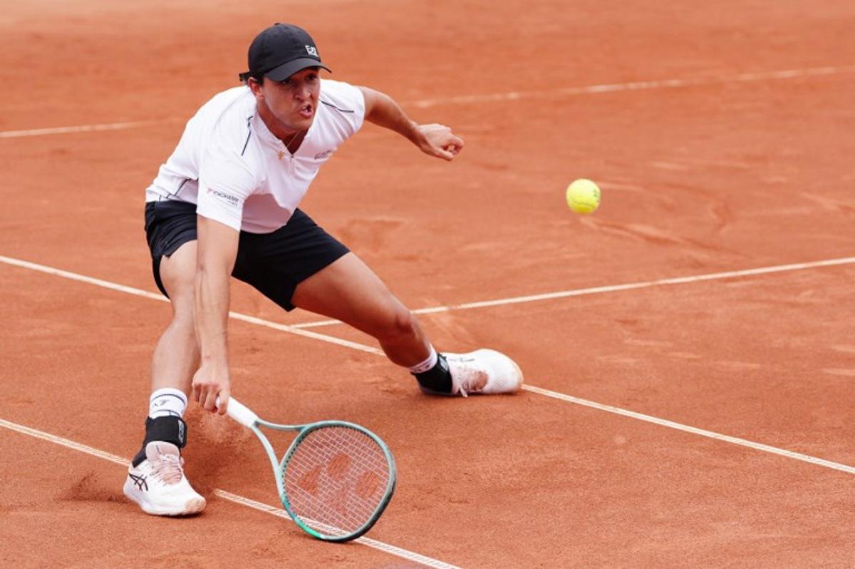 Italy's Luciano Darderi returns the ball to Paraguay's Adolfo Daniel Vallejo during the men's semi-final match at the ATP 250 Nordea Open tennis tournament in Bastad, Sweden on July 18, 2026.  Bjorn LARSSON ROSVALL / TT News Agency / AFP