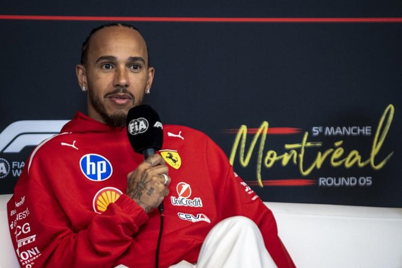 Ferrari's British driver Lewis Hamilton answers a question during a press conference before the F1 races at the Circuit Gilles-Villeneuve in Montreal, Quebec, Canada, on May 21, 2026.  ANDREJ IVANOV / AFP