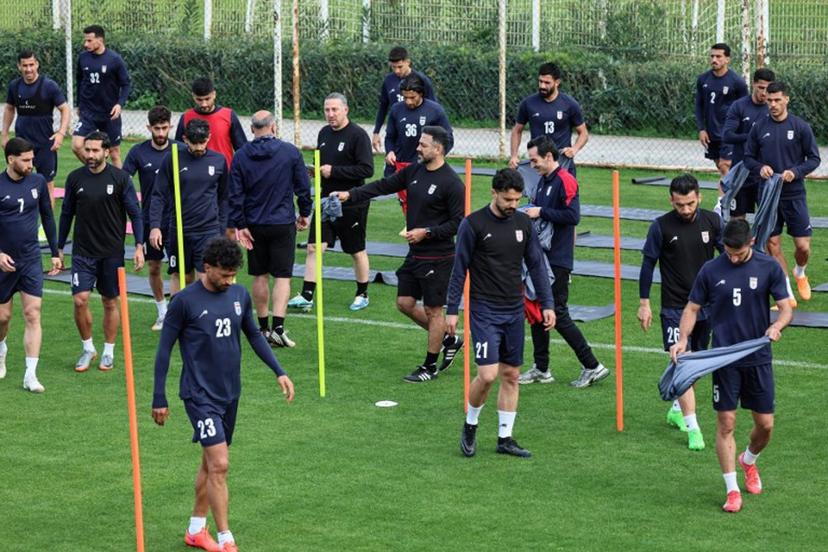Iran's national team football players take part in a training session in Antalya on March 30, 2026, on the eve of an international friendly match against Costa Rica. Iran has qualified for the World Cup finals this summer but has asked for its matches to be moved from the US to Mexico after Trump warned that the players' "life and safety" would be at risk if they took part. Adem ALTAN / AFP