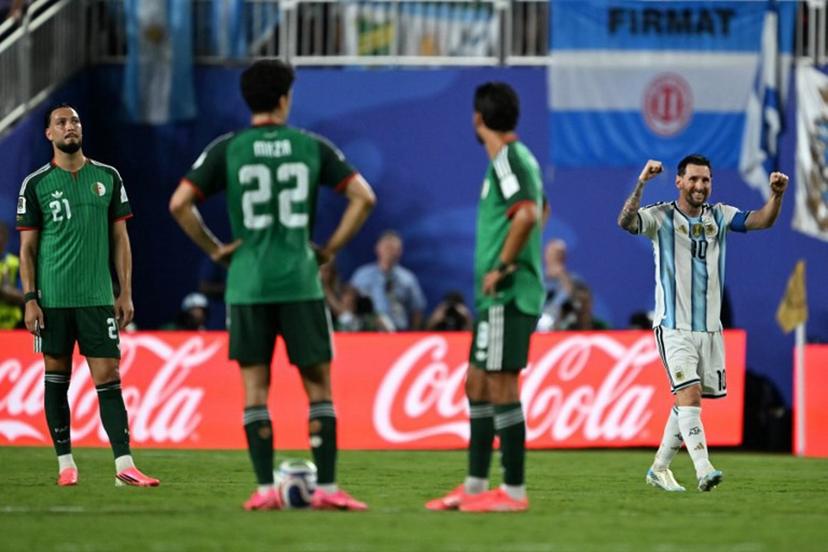 Argentina's forward #10 Lionel Messi celebrates scoring his team's third goal during the 2026 World Cup Group J football match between Argentina and Algeria at the Kansas City Stadium in Kansas City on June 16, 2026.   ROBERTO SCHMIDT / AFP