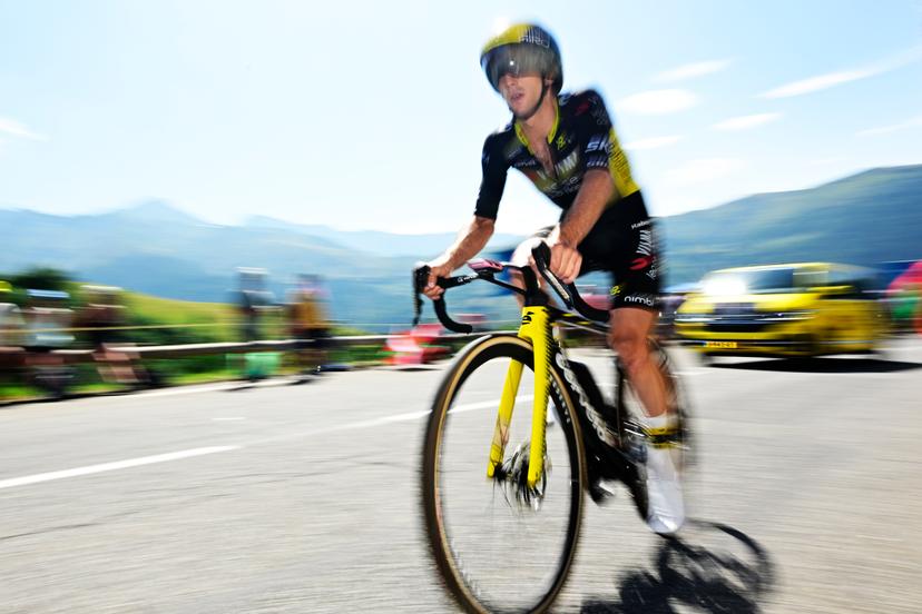 British Simon Yates of Team Visma/Lease a Bike pictured in action during stage 13 of the 2025 Tour de France cycling race, an 11km individual time trial from Loudenvielle to Peyragudes, on Friday 18 July 2025 in France. The 112th edition of the Tour de France starts on Saturday 5 July in Lille, France, and will finish in Paris, France on the 27th of July.   BELGA PHOTO DIRK WAEM