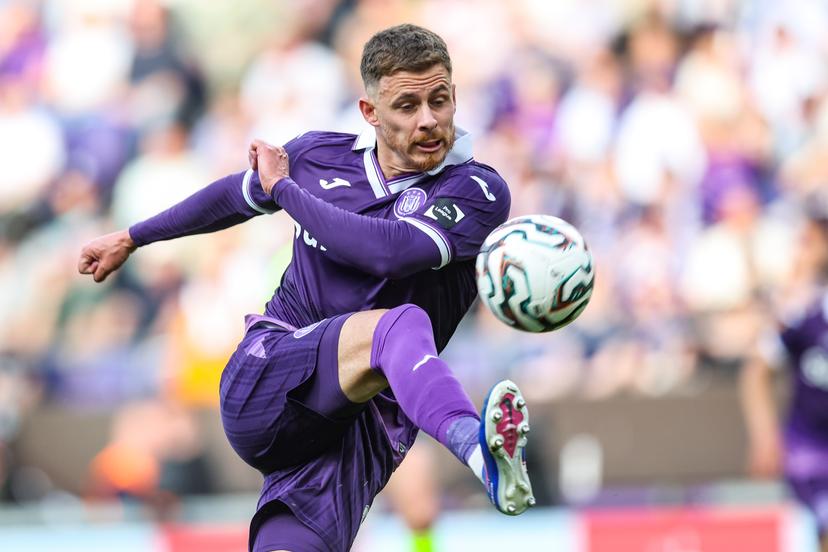Anderlecht's Thorgan Hazard pictured in action during a soccer match between RSCA Anderlecht and Union Saint-Gilloise, Sunday 26 April 2026 in Brussels, on the fifth day of the Champion's Play-off of the 2025-2026 'Jupiler Pro League' first division of the Belgian championship. BELGA PHOTO BRUNO FAHY