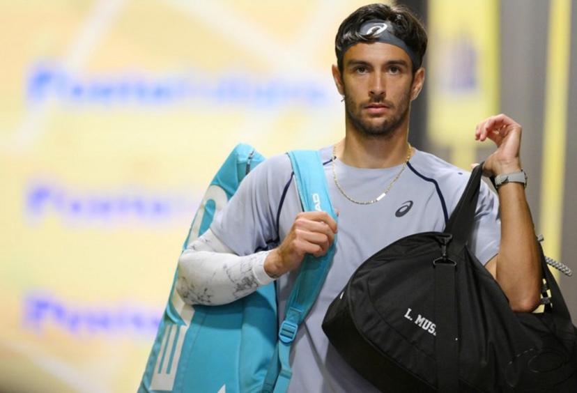Italy's Lorenzo Musetti arrives prior the match against Norway's Casper Ruud during the ATP Rome Open tennis tournament at Foro Italico in Rome on May 12, 2026.   Tiziana FABI / AFP