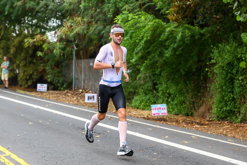 French Sam Laidlow pictured in action during the Hawaii Ironman men's triathlon race, Saturday 08 October 2022, in Kailua, Kona, Hawaii, USA. BELGA PHOTO DAVID PINTENS