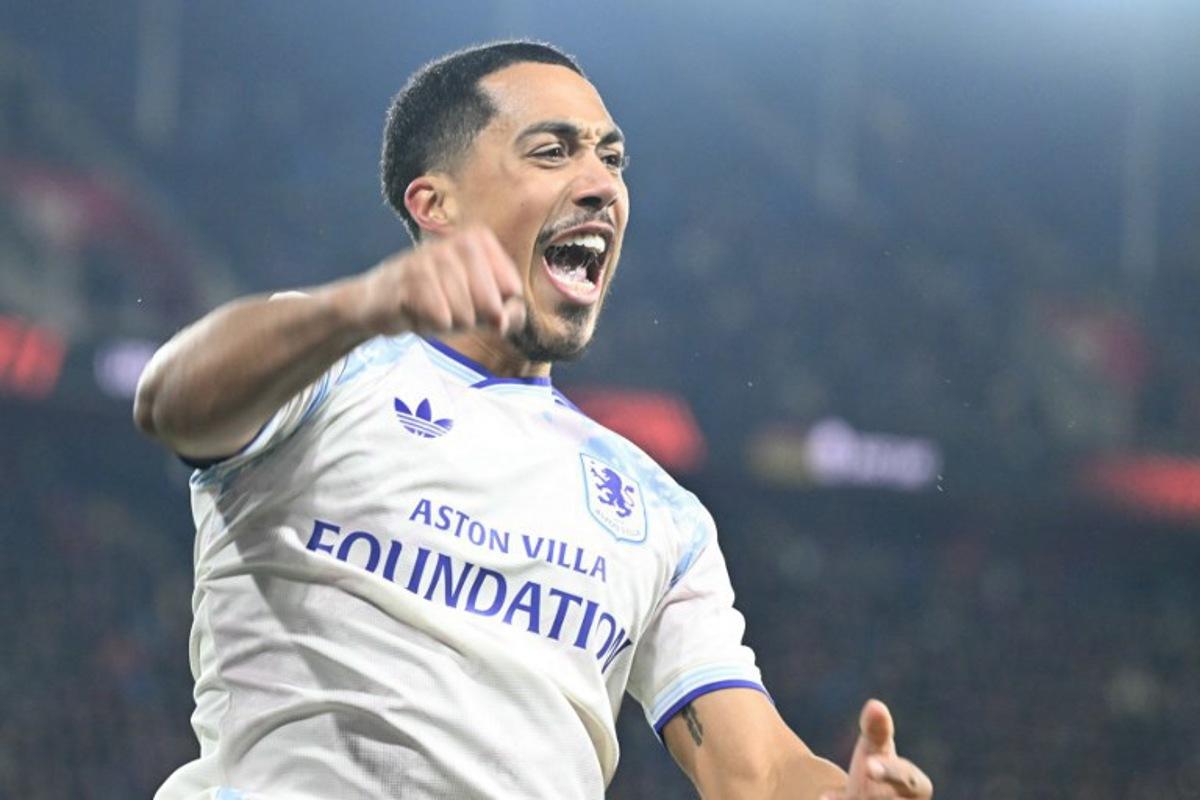 Aston Villa's Belgian midfielder #08 Youri Tielemans celebrates his team's second goal during the UEFA Europa League, league phase, football match between FC Basel and Aston Villa at the St Jakob-Park satdium, in Basel, on December 11, 2025.  SEBASTIEN BOZON / AFP