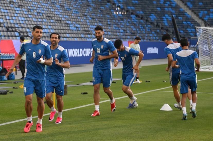 Iran's players take part in a training session at Carson Sports Park in Carson, California on June 14, 2026, on the eve of the 2026 World Cup football match between Iran and New Zealand.   Patrick T. Fallon / AFP