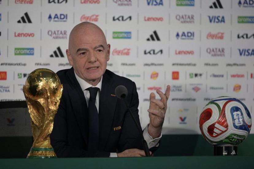 FIFA President Gianni Infantino gives a press conference on the eve of the opening match of the 2026 World Cup football tournament at Mexico city stadium in Mexico City on June 10, 2026.  Alfredo ESTRELLA / AFP