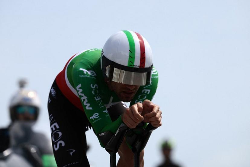 INEOS Grenadiers Italian rider Filippo Ganna competes during the 10th stage of the Giro d'Italia 2026 - Tour of Italy cycling race, 42km individual time trial between Viareggio and Massa on May 19, 2026.  Luca Bettini / AFP