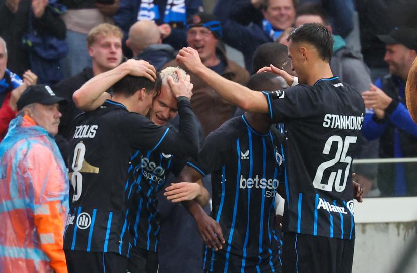 Club's Hugo Siquet celebrates during a game between Belgian soccer team Club Brugge KV and Royale Union Saint-Gilloise, Sunday 17 May 2026 in Brugge, on day 8 of the Champion's Play-Off (PO 1) competition of the Jupiler Pro League. BELGA PHOTO VIRGINIE LEFOUR
