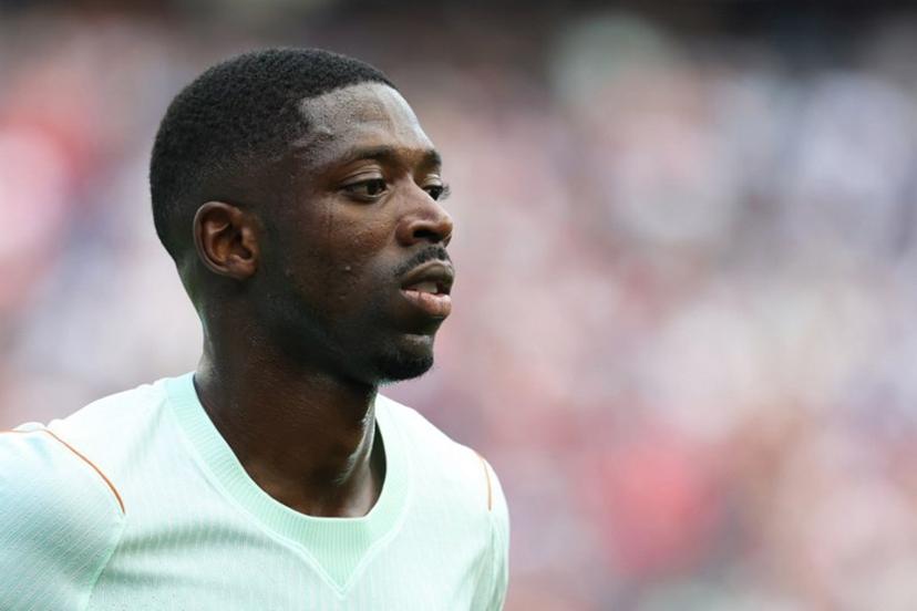 France's forward #07 Ousmane Dembele reacts during the 2026 World Cup Group I football match between Norway and France at the Boston Stadium in Foxborough on June 26, 2026.  FRANCK FIFE / AFP