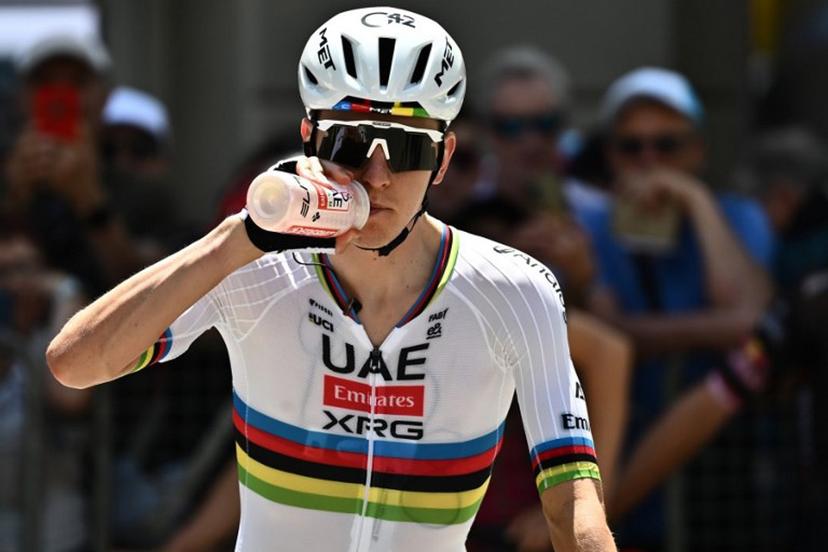 Slovenia's rider Tadej Pogacar of team UAE Emirates - XRG prepares to take the start of the first stage of the Men's Tour of Switzerland (Tour de Suisse) cycling race, in Sondrio, Italy, on June 17, 2026.  Marco BERTORELLO / AFP