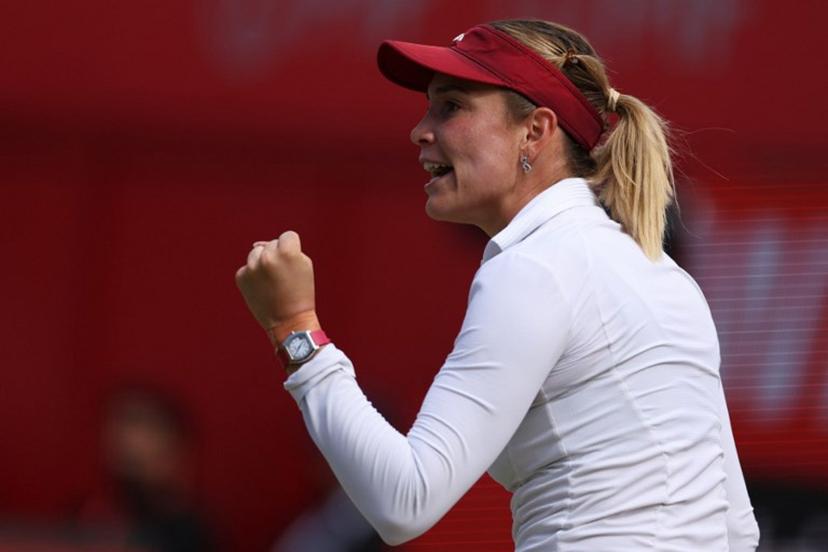 Croatia's Donna Vekic reacts against Britain's Katie Boulter during their women's singles semi-final tennis match at the HSBC WTA Championships at Queen's Club in west London on June 13, 2026.  Adrian Dennis / AFP