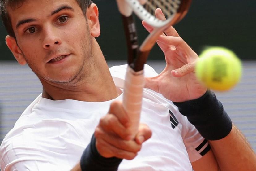 Spain's Rafael Jodar plays a forehand return to Spain's Pablo Carreno Busta during their men's singles match on day 8 of the French Open tennis tournament on Court Suzanne-Lenglen at the Roland-Garros Complex in Paris on May 31, 2026.  Thomas SAMSON / AFP