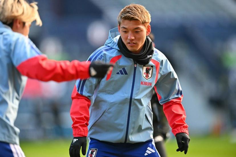 Japan's Wataru Endo takes part in a team training session at Hampden Park, in Glasgow, on March 27, 2026, on the eve of their international friendly football match against Scotland.  ANDY BUCHANAN / AFP