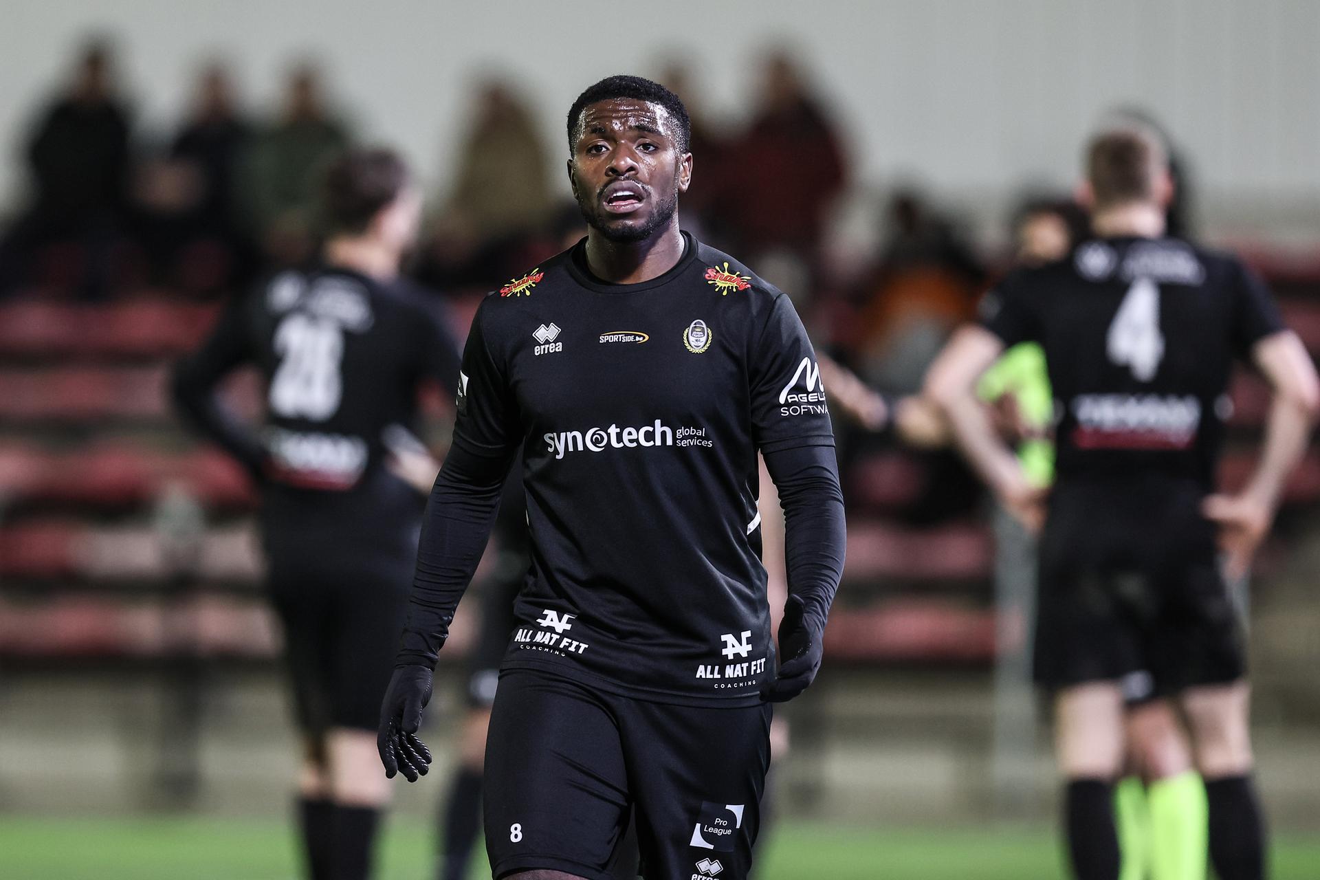 Olympic's Toshio Akio Lake reacts during a soccer game between Royal Olympic Charleroi and RFC Seraing, Wednesday 11 March 2026 in Charleroi, on day 29 of the 2025-2026 'Challenger Pro League' 1B second division of the Belgian championship. BELGA PHOTO BRUNO FAHY
