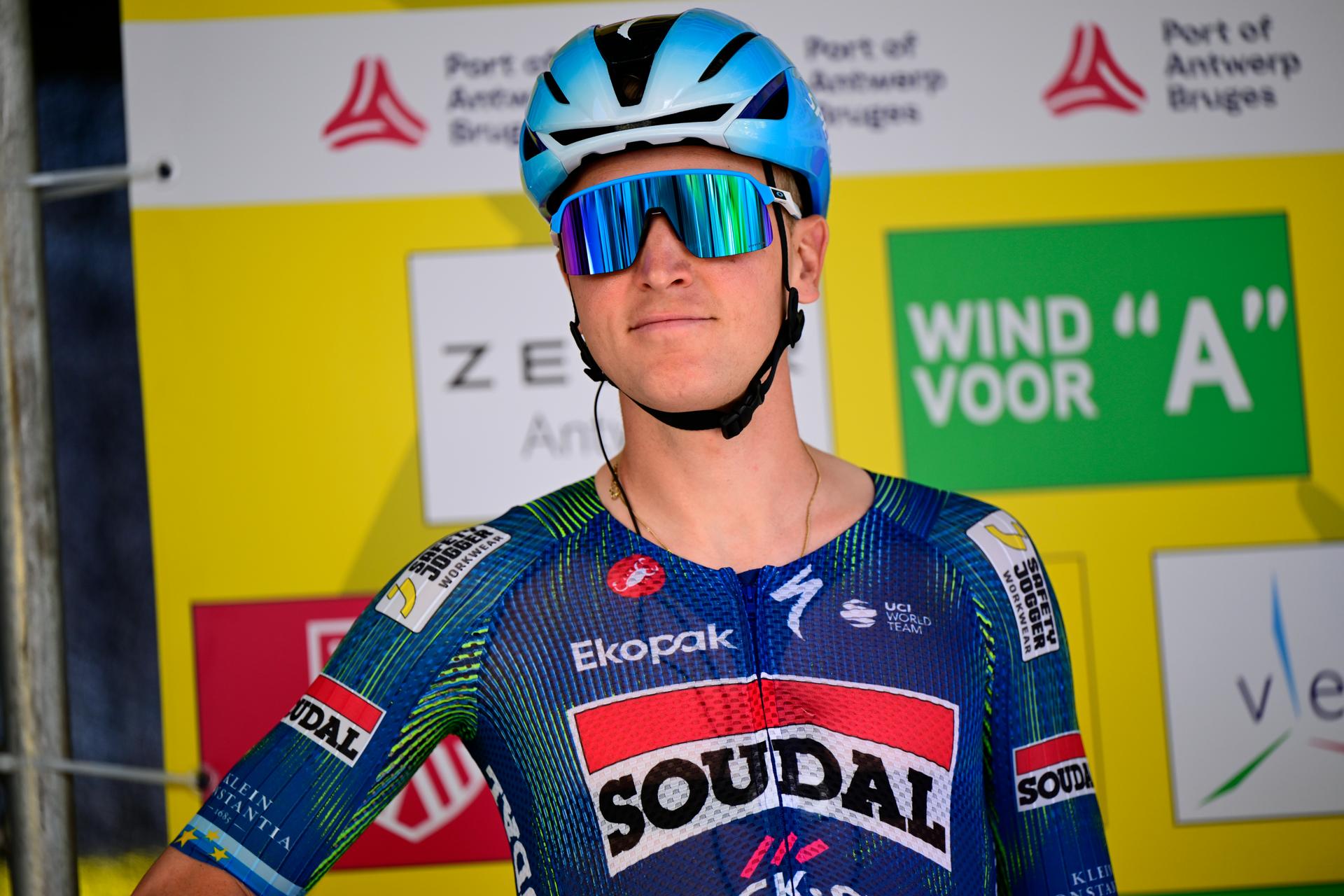 Belgian Tim Merlier of Soudal Quick-Step pictured ahead of the 'Antwerp Port Epic men's elite one day cycling race, 196,4 km in and around Antwerp, Monday 25 May 2026.  BELGA PHOTO TOM GOYVAERTS