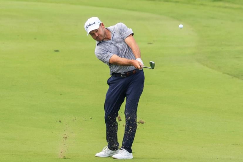 South Africa's Richard Sterne plays his shot on the 2nd hole during the third day of the Qatar Masters 2026 golf tournament at Doha Golf Club in Doha on February 7, 2026.  Karim JAAFAR / AFP