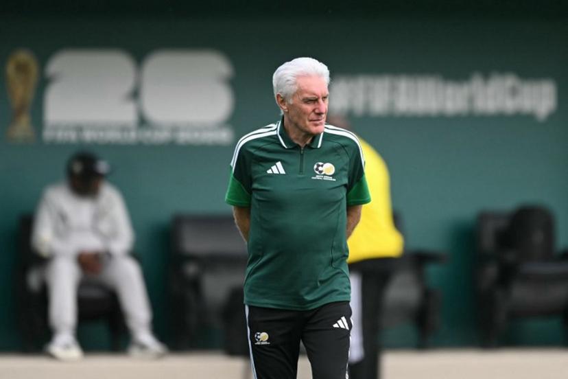 South Africa's Belgian head coach Hugo Broos takes part in a training session at the Club America Training Site in Mexico City on June 10, 2026, on the eve of the 2026 World Cup football match between Mexico and South Africa.  Yuri CORTEZ / AFP