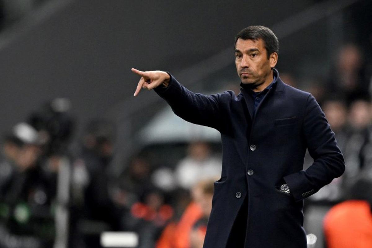 Besiktas' Dutch head coach Giovanni Christiaan van Bronckhorst reacts during the UEFA Europa League first round, day 4 football match between Besiktas JK and Malmo at the Besiktas Park Stadium in Istanbul on November 6, 2024.   Ozan KOSE / AFP