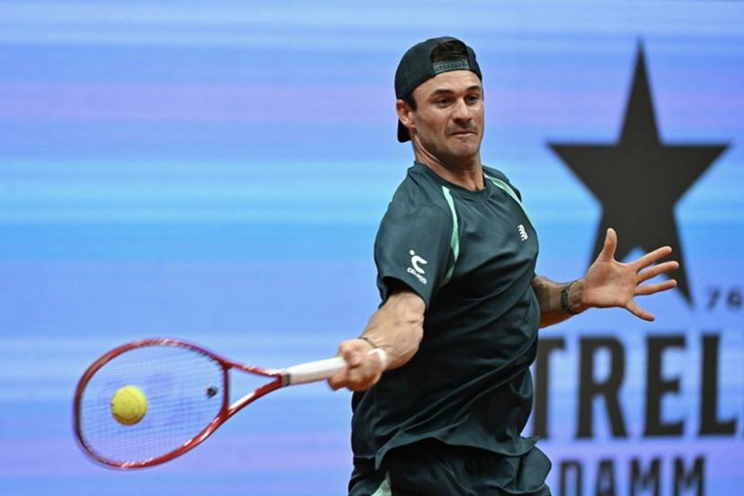 USA's Tommy Paul returns a shot to Argentina's Thiago Tirante during their 2026 ATP Tour Madrid Open tennis tournament second round singles match at the Caja Magica in Madrid, on April 24, 2026.   Javier SORIANO / AFP