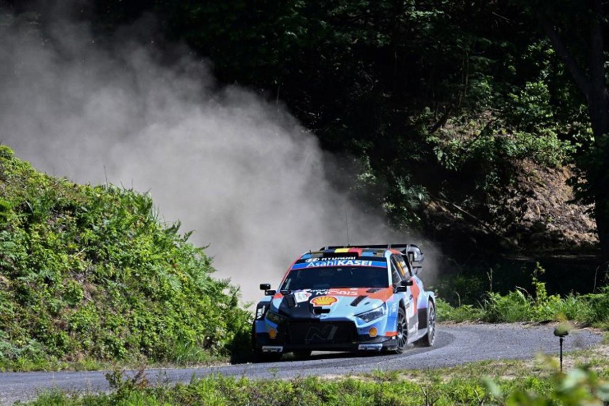 Thierry Neuville of Belgium and his co-driver Martijn Wydaeghe of Belgium drive their Hyundai i20 N Rally1 during the SS11 Ena section of the Rally Japan, the 7th round of the FIA World Rally Championships in Toyota city, Aichi prefecture on May 30, 2026.  Toshifumi KITAMURA / AFP
