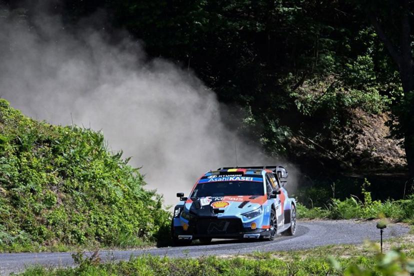 Thierry Neuville of Belgium and his co-driver Martijn Wydaeghe of Belgium drive their Hyundai i20 N Rally1 during the SS11 Ena section of the Rally Japan, the 7th round of the FIA World Rally Championships in Toyota city, Aichi prefecture on May 30, 2026.  Toshifumi KITAMURA / AFP