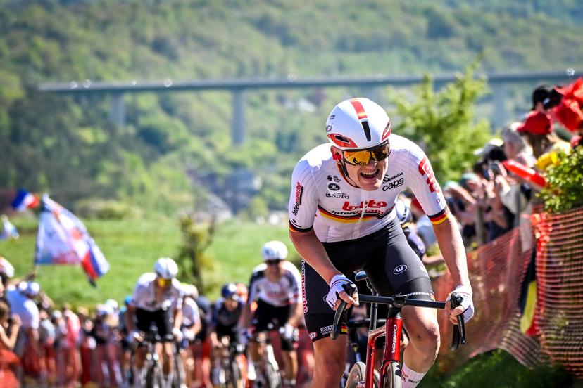 German Georg Zimmermann of Lotto-Intermarche pictured in action during the men elite race of the Liege-Bastogne-Liege UCI World Tour one day cycling race, 259,5km from Liege, over Bastogne to Liege, Sunday 26 April 2026. BELGA PHOTO ELIAS ROM