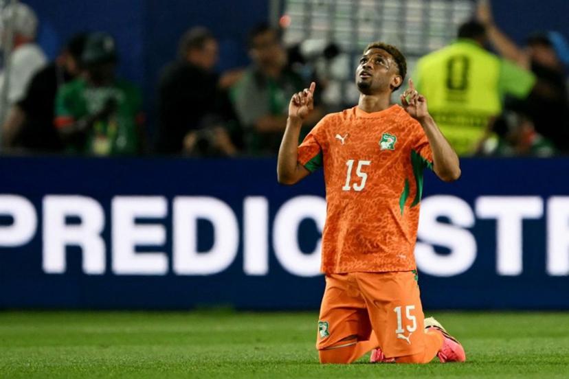 Ivory Coast's forward #15 Amad Diallo celebrates after winning the 2026 World Cup Group E football match between Ivory Coast and Ecuador at the Philadelphia Stadium in Philadelphia on June 14, 2026.   MAURO PIMENTEL / AFP
