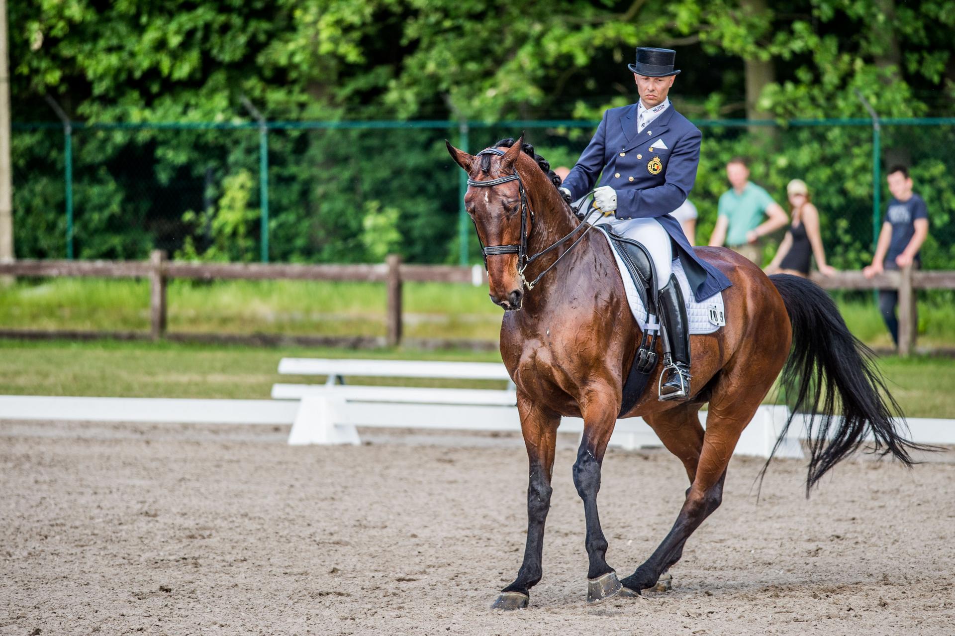20140522 - KAPELLEN, BELGIUM: Belgian Jeroen Devroe and his horse Eres DL pictured in action at the Grand Prix Dressage competition at the Kapellen Jumping and Dressage equestrian event, in Kapellen, Thursday 22 May 2014. BELGA PHOTO JONAS ROOSENS