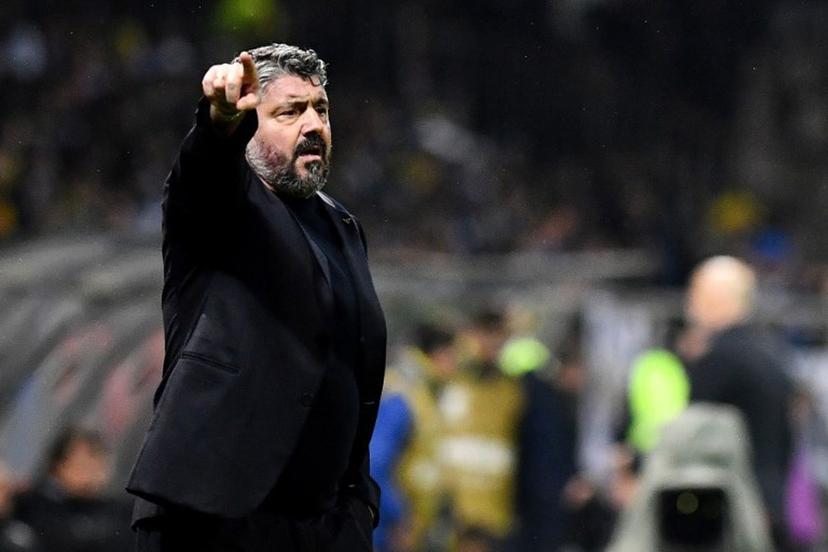 Italy's headcoach Gennaro Gattuso gestures during the FIFA World Cup 2026 European qualification final football match between Bosnia-Herzegovina and Italy at the Bilino-Polje stadium in Zenica on March 31, 2026.   ELVIS BARUKCIC / AFP