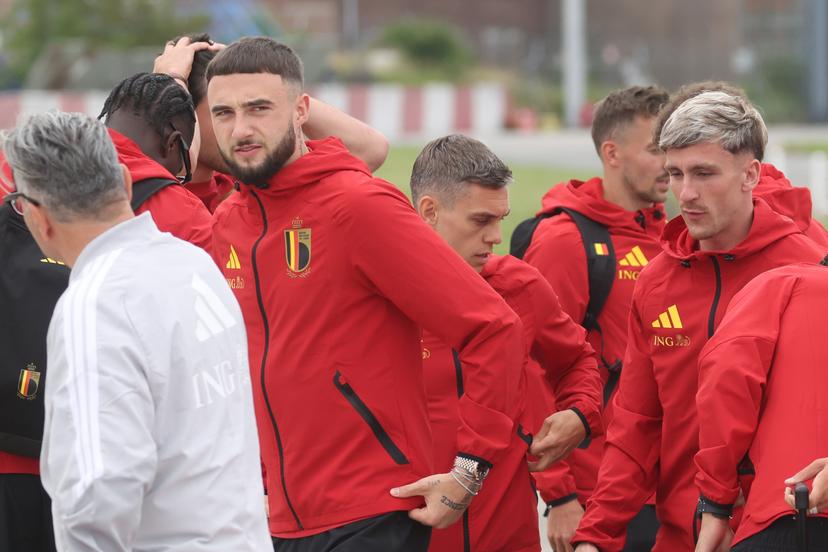 Belgium's Zeno Debast pictured during the departure of Belgian national soccer team the Red Devils from Brussels Airport, Monday 08 June 2026, in Zaventem. The Red Devils fly to their base camp in Seattle for the FIFA World Cup 2026 which is held in the United States, Canada and Mexico. BELGA PHOTO BRUNO FAHY