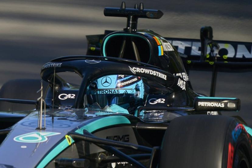 Mercedes AMG Petronas's British driver George Russell races during the qualifying session for the Sprint race ahead of the 2026 Formula 1 Grand Prix du Canada at Circuit Gilles-Villeneuve in Montreal, Canada, on May 22, 2026.  Geoff Robins / AFP