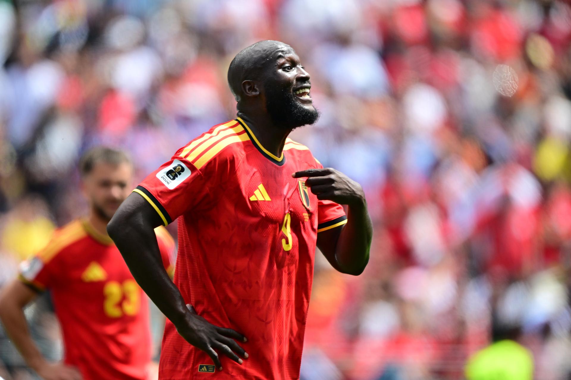 Belgium's Romelu Lukaku reacts during a soccer game between Belgian national team Red Devils and Egypt, on Monday 15 June 2026 in Seattle, the first game in the group stage of the FIFA World Cup 2026 in the United States of America. The Diables Rouges - Rode Duivels were drawn into Group G. BELGA PHOTO DIRK WAEM