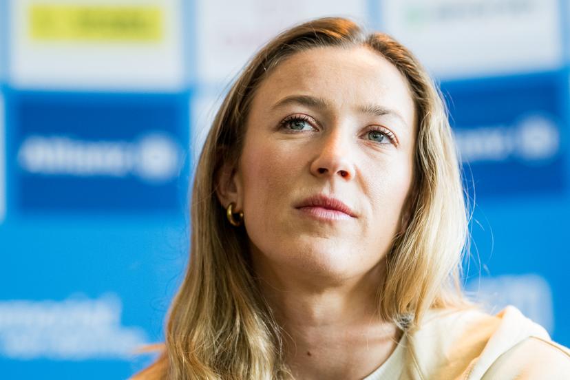 Belgian Paulien Couckuyt talks to the press during a press conference on the 50th edition of the Memorial Van Damme athletics event in Brussels, Tuesday 1 September 2026. The 2026 Allianz Memorial Van Damme Diamond League meeting takes place on 04 and 05 September 2026. BELGA PHOTO JASPER JACOBS