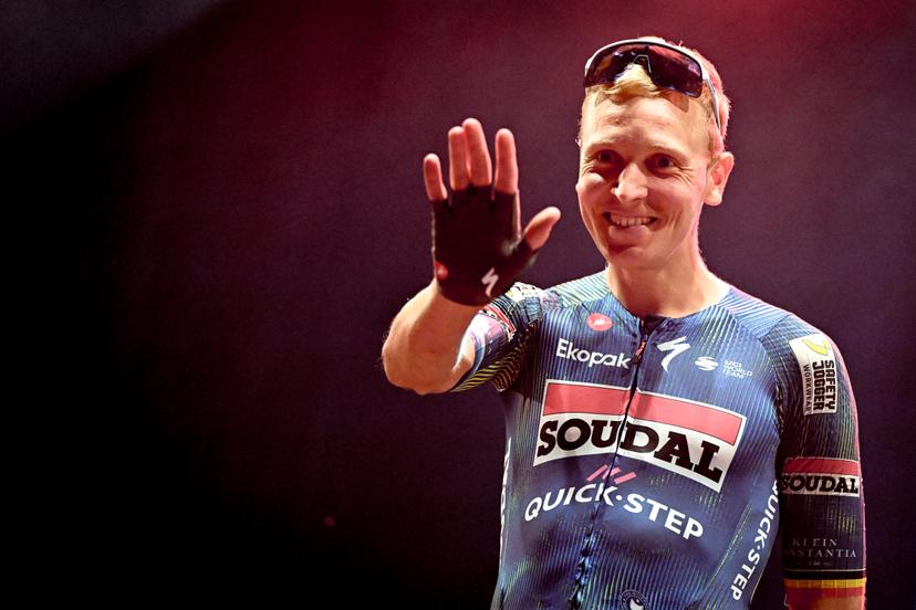 Belgian Tim Merlier of Soudal Quick-Step pictured on the podium after the 'Natourcriterium Herentals' cycling race, Thursday 30 July 2026 in Herentals. The contest is a part of the traditional 'criteriums', local races in which mainly cyclists who rode the Tour de France compete. BELGA PHOTO ELIAS ROM