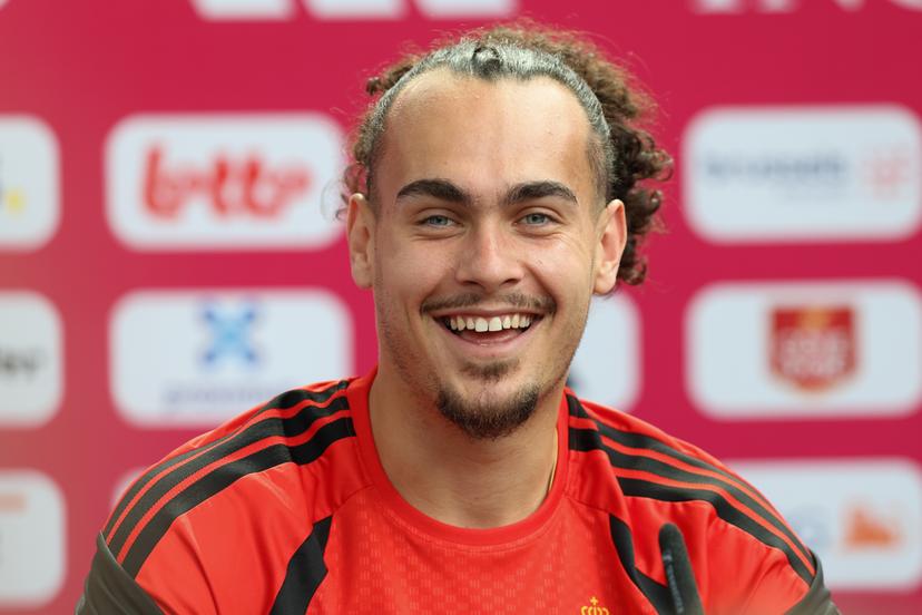 Belgium's Arthur Theate pictured during a press conference of Belgian national soccer team Red Devils in their base camp, home of the Seattle Sounders, Renton, Seattle, USA, on Tuesday 23 June 2026. Devils have two draw games so far and a third game to play on the 27th of June. BELGA PHOTO BRUNO FAHY