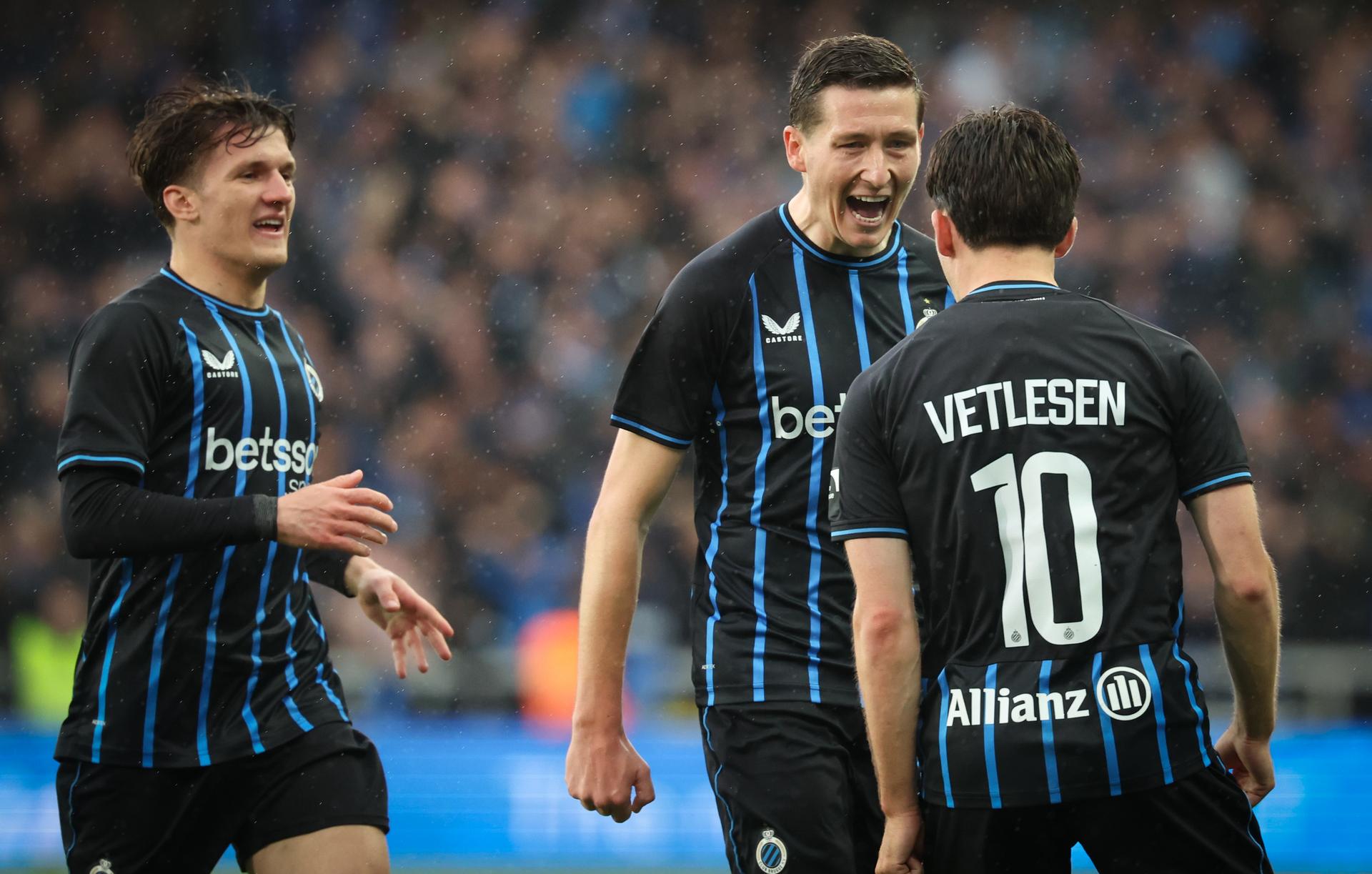 Club's Hans Vanaken celebrates after scoring during a game between Belgian soccer team Club Brugge KV and Royale Union Saint-Gilloise, Sunday 17 May 2026 in Brugge, on day 8 of the Champion's Play-Off (PO 1) competition of the Jupiler Pro League. BELGA PHOTO VIRGINIE LEFOUR