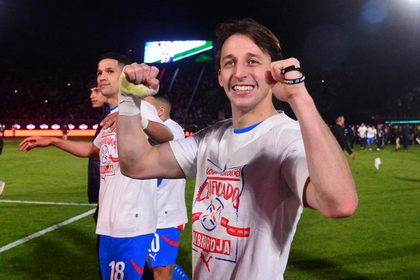 Paraguay's midfielder #23 Matias Galarza celebrates after the 2026 FIFA World Cup South American qualifiers football match between Paraguay and Ecuador at the Defensores del Chaco stadium in Asuncion on September 4, 2025.  Daniel DUARTE / AFP