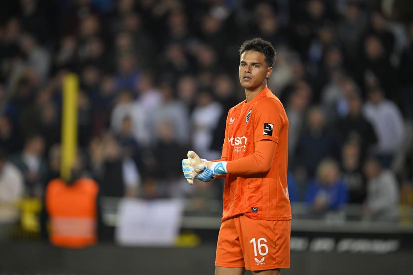 STVV's goalkeeper Leo Kokubo pictured during a game between Belgian soccer team Club Brugge KV and Sint-Truiden VV, Saturday 09 May 2026 in Brugge, onb the seventh day of the Champion's Play-Off (PO 1) competition of the Jupiler Pro League. BELGA PHOTO JOHN THYS