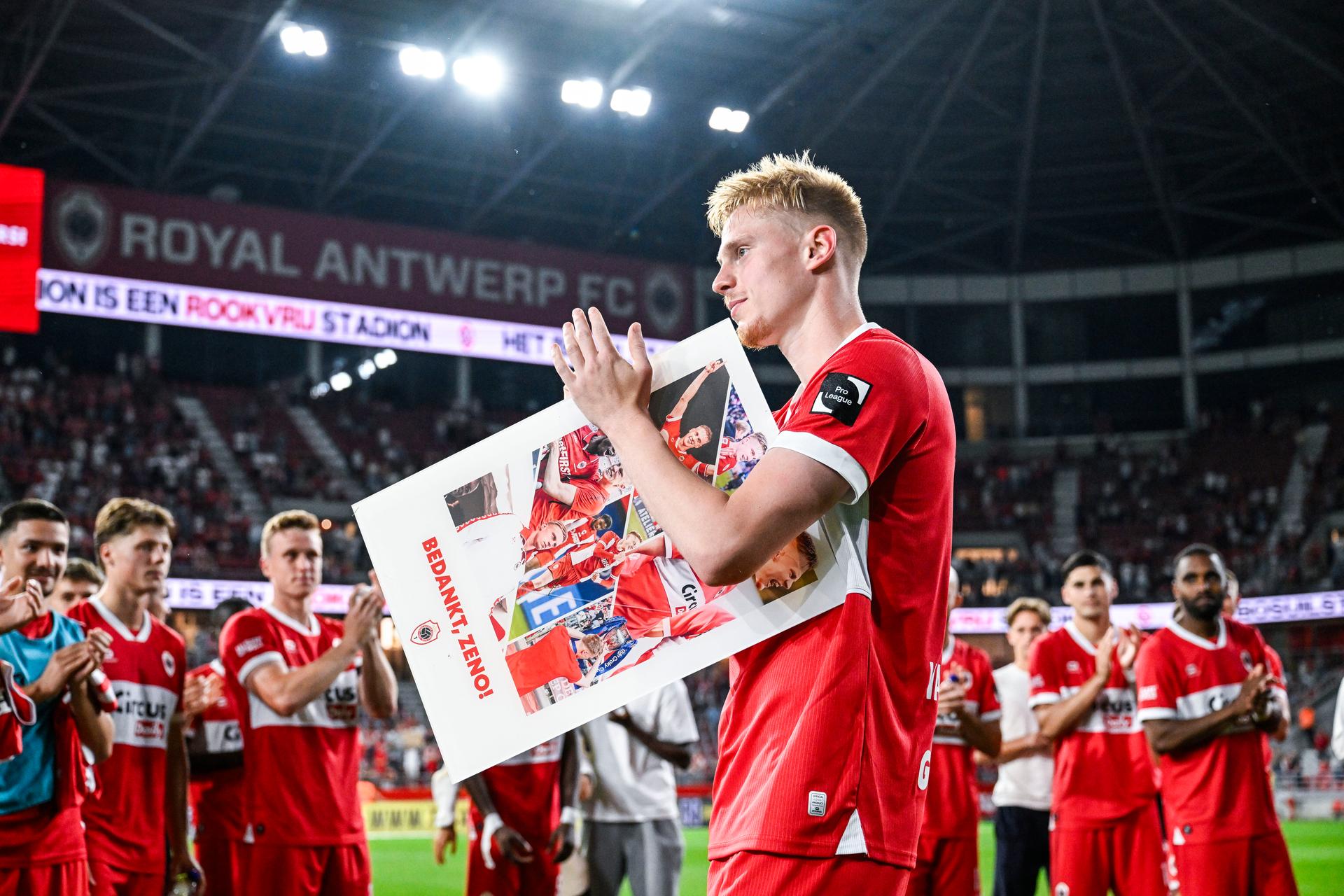 Antwerp's Zeno Van Den Bosch pictured after a soccer match between Royal Antwerp FC and KVC Westerlo, Saturday 23 May 2026 in Antwerp, on the last day of the Europe Play-offs (PO2) of the 2025-2026 'Jupiler Pro League' first division of the Belgian championship. BELGA PHOTO TOM GOYVAERTS