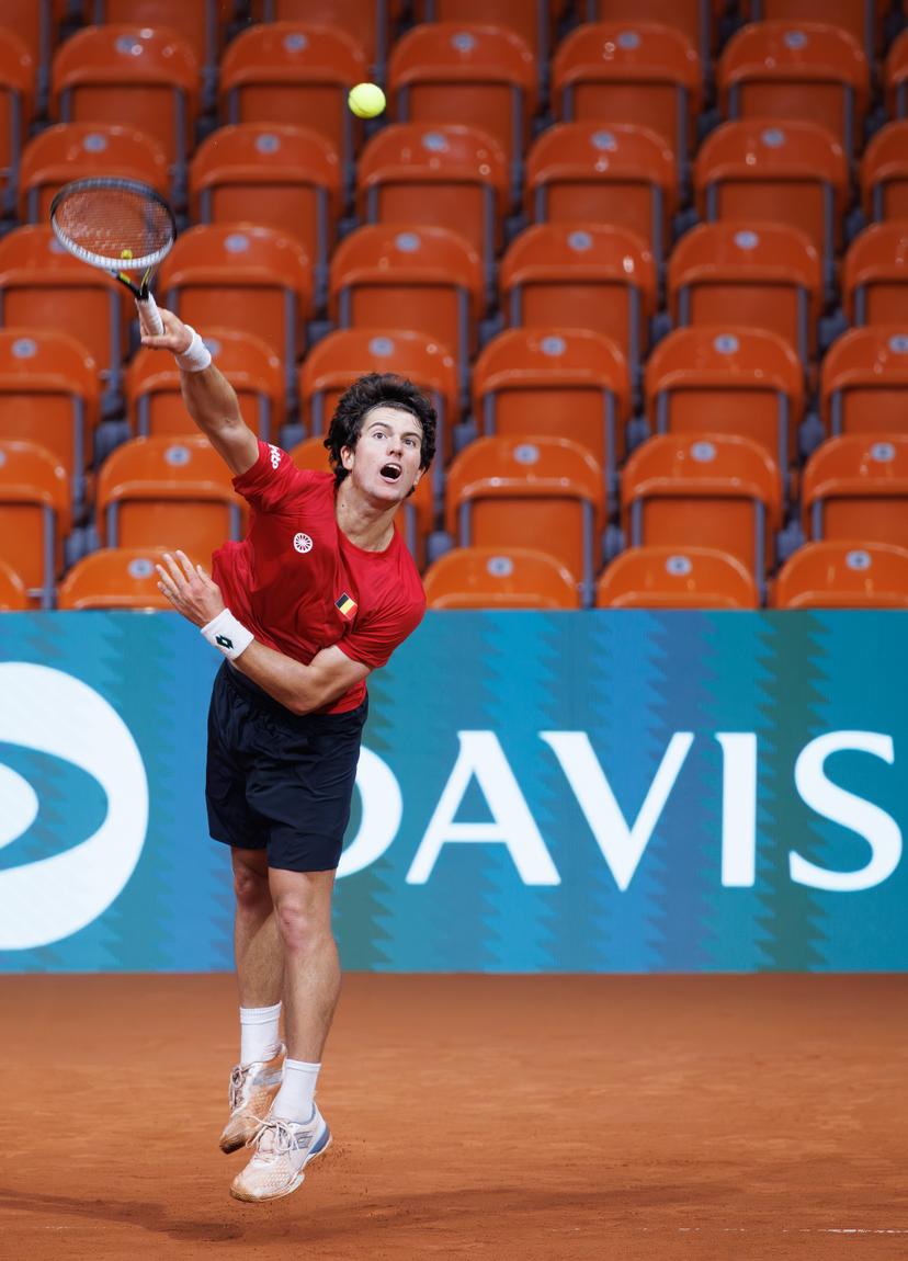 Belgian Gilles-Arnaud Baillya pictured during a training session of the Belgian team, Friday 06 February 2026, in Plovdiv, Bulgaria. Belgium will compete this weekend in the Davis Cup qualifiers against Bulgaria. BELGA PHOTO BENOIT DOPPAGNE
