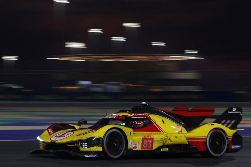The #83 AF Corse Ferrari 499P of Robert Kubica, Robert Shwartzman, and Yifei Ye takes part in the final day of racing action at the FIA World Endurance Championship 2024 at Lusail International Circuit on March 2, 2024 in Doha, Qatar.  KARIM JAAFAR / AFP