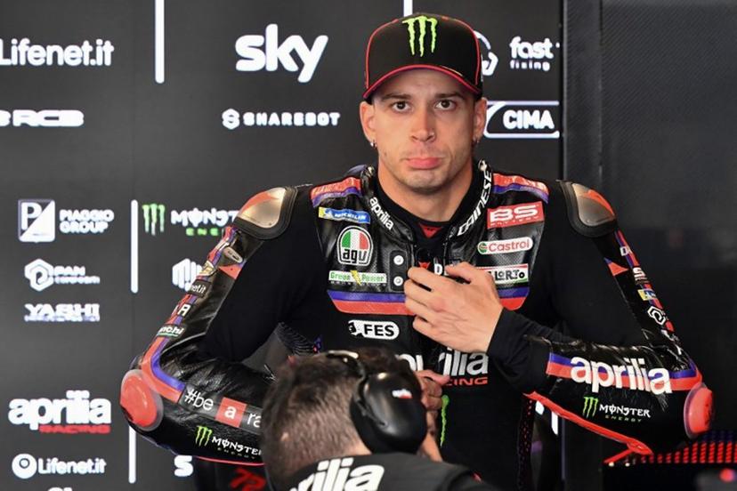 Team Aprilia Racing's Marco Bezzecchi looks on prior to the Practice session at the Balaton Park Circuit in Balatonfokajar, Hungary, on June 5, 2026, ahead of the Hungarian Motorcycle MotoGP Grand Prix.   FERENC ISZA / AFP