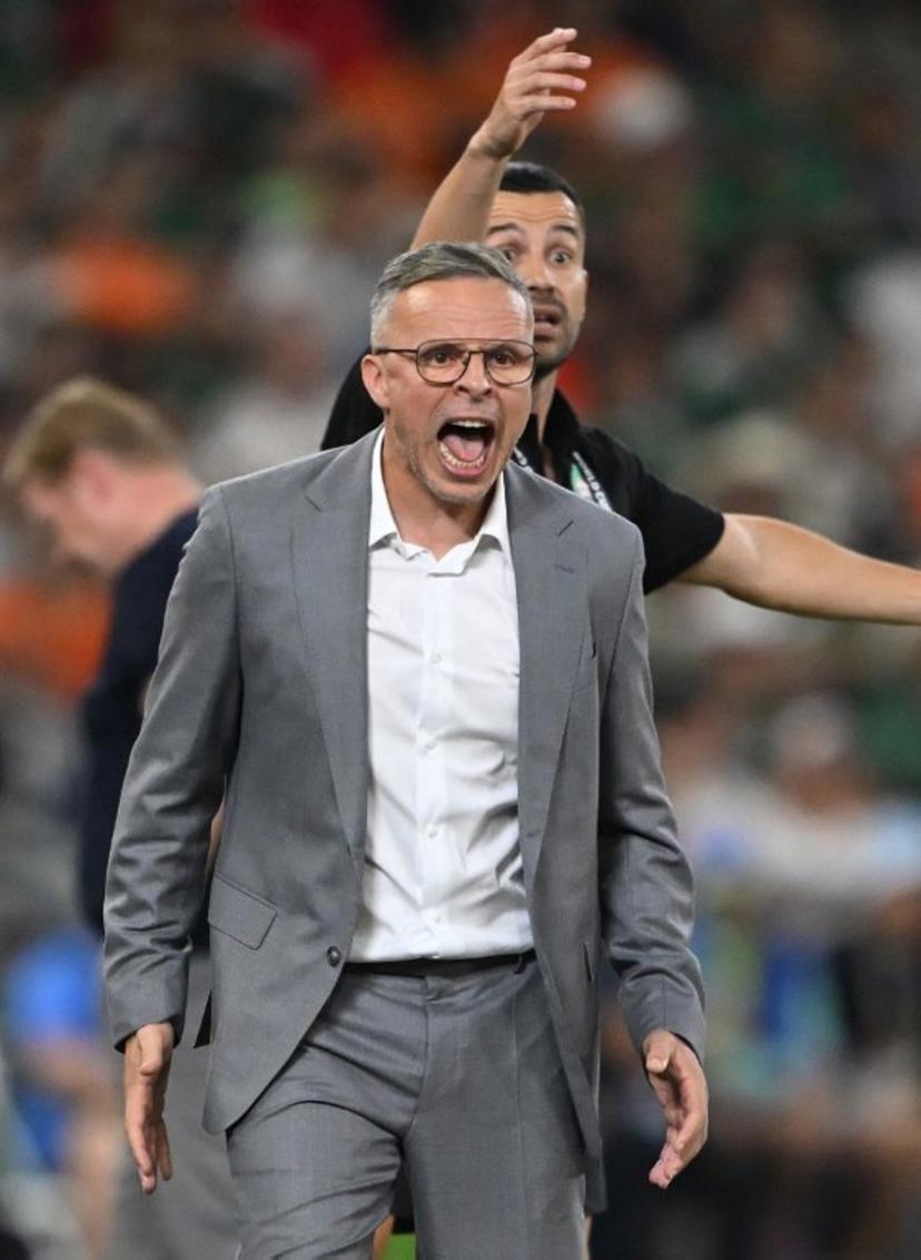 Morocco's head coach Mohamed Ouahbi gestures during the 2026 World Cup round of 32 football match between the Netherlands and Morocco at the Monterrey Stadium in Guadalupe on June 29, 2026.   CARL DE SOUZA / AFP