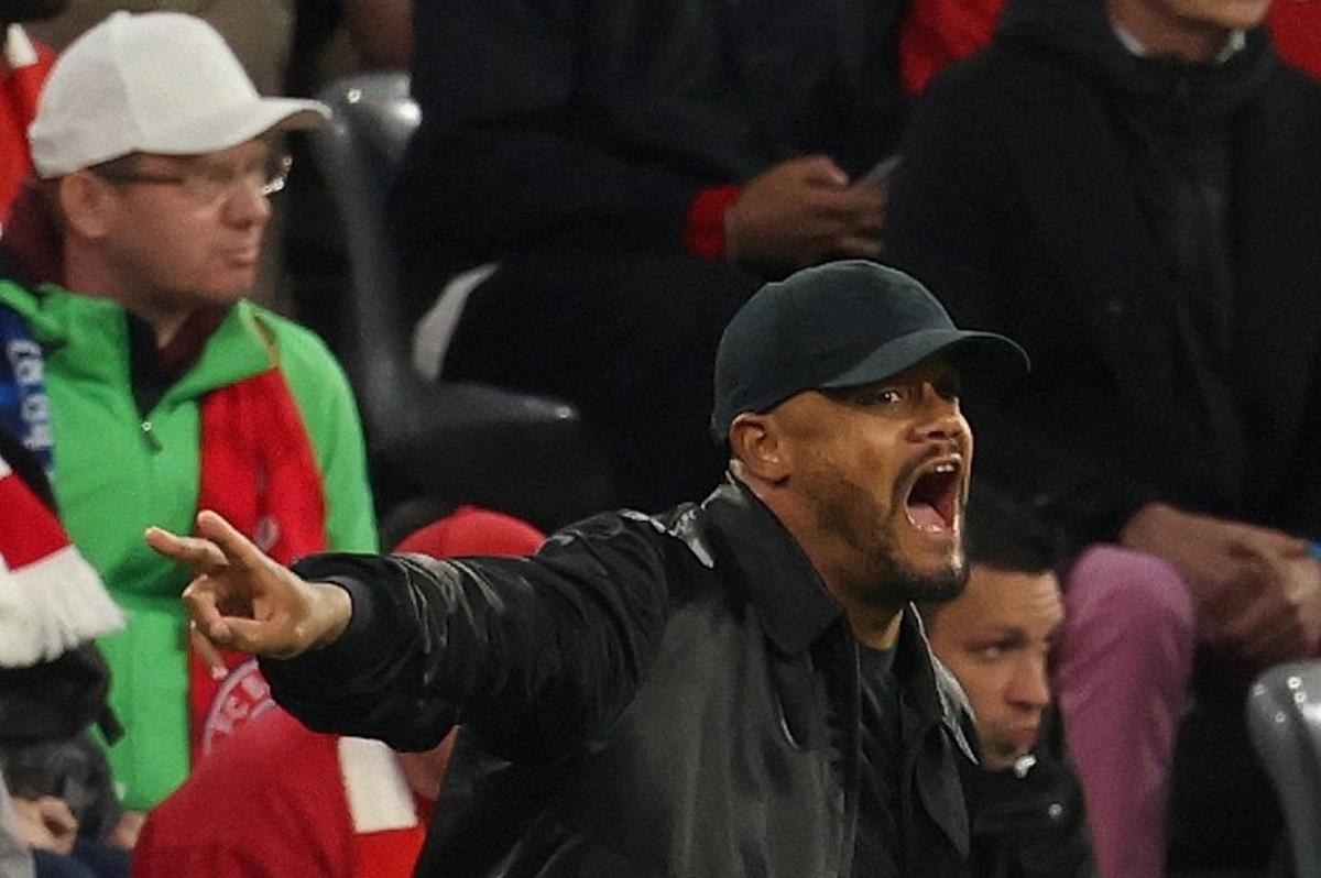 Bayern Munich's Belgian head coach Vincent Kompany reacts from the sidelines during the UEFA Champions League second-leg, semi-final football match between FC Bayern Munich and Paris Saint-Germain (PSG) in Munich, southern Germany on May 6, 2026.  Odd ANDERSEN / AFP